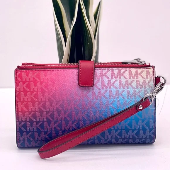 Michael Kors Double Zip Ombre Wallet Wristlet Smartphone Case - Picture 3 of 14